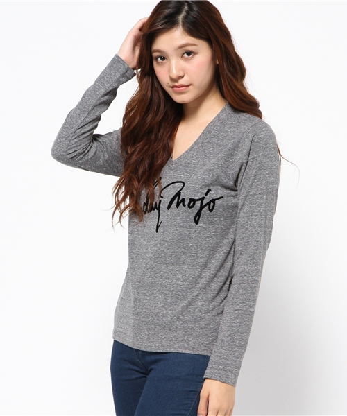 AZUL by moussy(アズールバイマウジー)の「Sunday Mojo V/NロンT(Tシャツ/カットソー・レディース・オフホワイト/トップグレー/ブラック/ダークブラウン・SMALL/X-LARGE/MEDIUM/LARGE)」の14枚目の写真