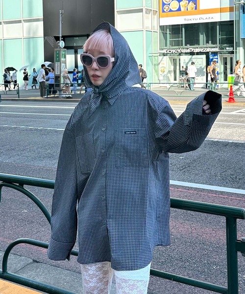 スカーフとセットのチェックBIGシャツ スカーフとセットのチェックBIGシャツ（シャツ/ブラウス