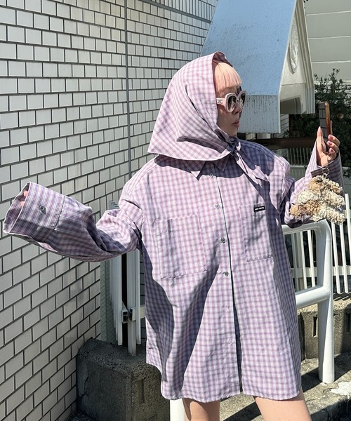 スカーフとセットのチェックBIGシャツ（シャツ/ブラウス