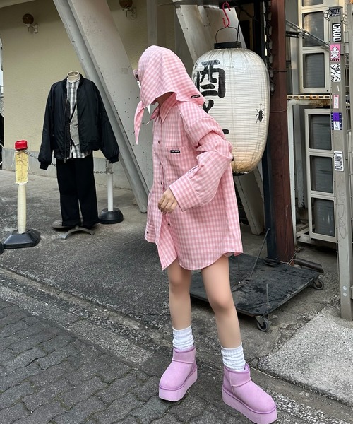 スカーフとセットのチェックBIGシャツ スカーフとセットのチェックBIGシャツ（シャツ/ブラウス