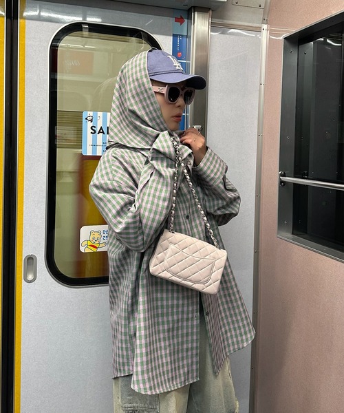 Alley Tokyo（アリートーキョー）の「スカーフとセットのチェックBIGシャツ（シャツ/ブラウス・レディース・ラベンダー/ピンク/ブラック/ブルー/ピンク系・FREE）」の18枚目の写真