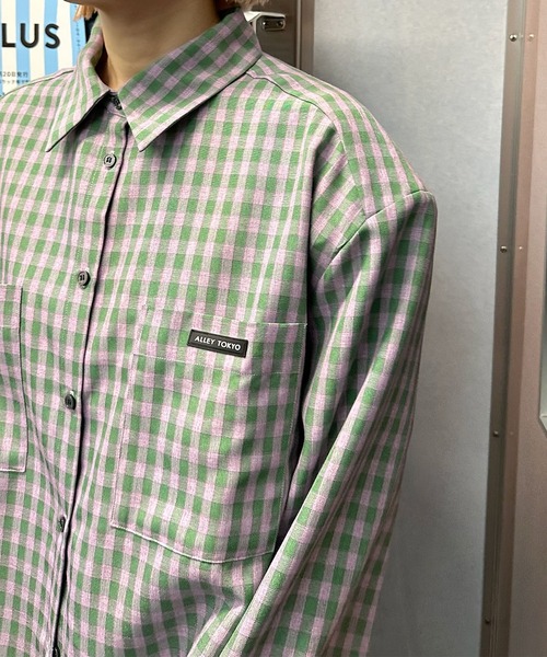 Alley Tokyo（アリートーキョー）の「スカーフとセットのチェックBIGシャツ（シャツ/ブラウス・レディース・ラベンダー/ピンク/ブラック/ブルー/ピンク系・FREE）」の8枚目の写真