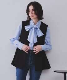OPAQUE.CLIP | 《通勤・セレモニー対応/セットアップ対応》ペプラムジレ【洗濯機洗い可】(ベスト)
