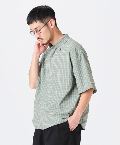 B:MING by BEAMS(ビーミングバイビームス)の「ウインドウペーン レギュラーカラー シャツ(シャツ/ブラウス・メンズ・オリーブ/ブルー・S/M/L/XL)」の5枚目の写真