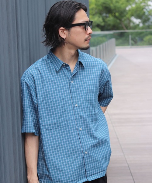 B:MING by BEAMS(ビーミングバイビームス)の「ウインドウペーン レギュラーカラー シャツ(シャツ/ブラウス・メンズ・オリーブ/ブルー・S/M/L/XL)」の20枚目の写真