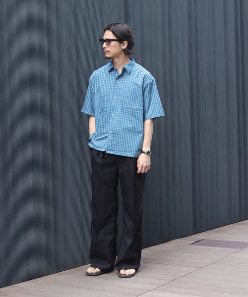 B:MING by BEAMS(ビーミングバイビームス)の「ウインドウペーン レギュラーカラー シャツ(シャツ/ブラウス・メンズ・オリーブ/ブルー・S/M/L/XL)」の19枚目の写真