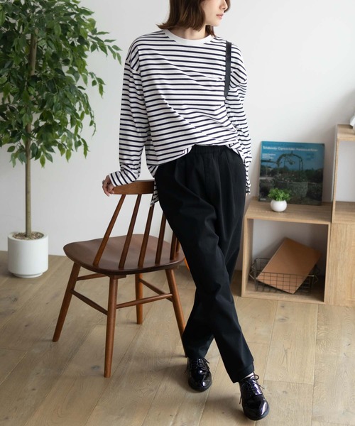 NAVY(ネイビー)の「NAVY ストレッチチノテーパードパンツ(チノパンツ・レディース・ベージュ/ブラック・L/M)」の8枚目の写真