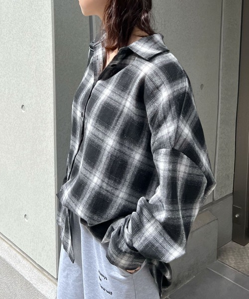 ABYS（アビス）の「アソートチェックBIGシャツ（シャツ/ブラウス・レディース・ブラック/ホワイト/ネイビー・MEDIUM/LARGE）」の13枚目の写真