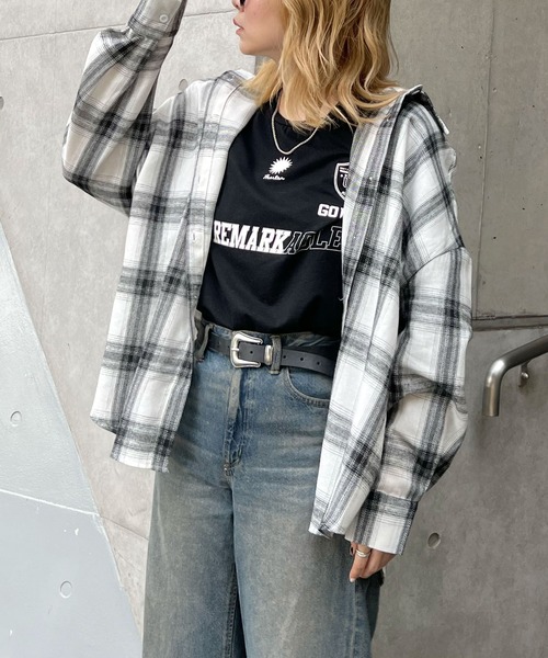 ABYS（アビス）の「アソートチェックBIGシャツ（シャツ/ブラウス・レディース・ブラック/ホワイト/ネイビー・MEDIUM/LARGE）」の20枚目の写真