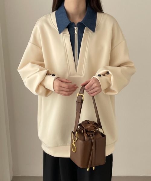 ABITOKYO（アビトーキョー）の「ハーフジップデニム襟スウェットプル