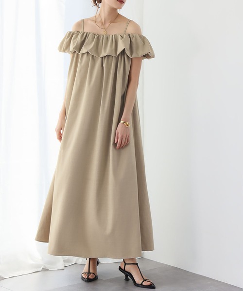 セール】2WAYオフショルダーギャザーフリルキャミワンピース