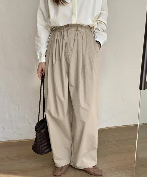 COCOMOMO(ココモモ)の「【5色展開】タックワイドパンツ ハイウエスト(その他パンツ・レディース・グレイッシュブルー/ライトブラウン/ピンク/ベージュ/ブラック・FREE)」の1枚目の写真