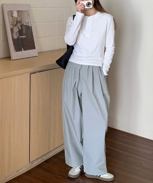 COCOMOMO(ココモモ)の「【5色展開】タックワイドパンツ ハイウエスト(その他パンツ・レディース・グレイッシュブルー/ライトブラウン/ピンク/ベージュ/ブラック・FREE)」の12枚目の写真