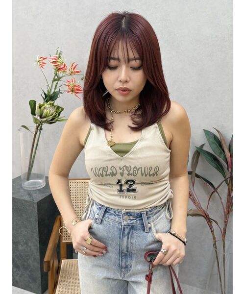 EVRIS（エヴリス）の「キャミドッキングタンクトップ（タンクトップ・レディース・ベージュ/ターコイズブルー/ブルー・FREE）」の12枚目の写真