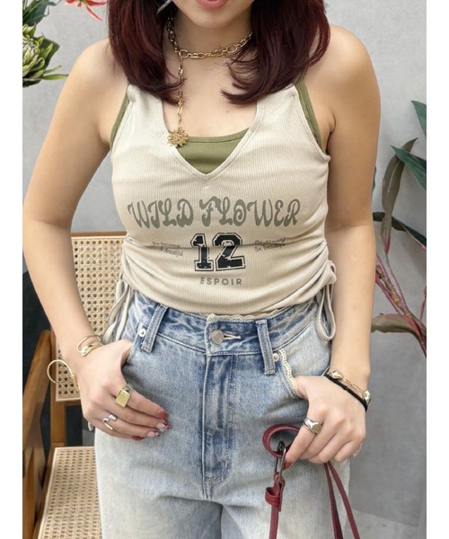 EVRIS（エヴリス）の「キャミドッキングタンクトップ（タンクトップ・レディース・ベージュ/ターコイズブルー/ブルー・FREE）」の2枚目の写真