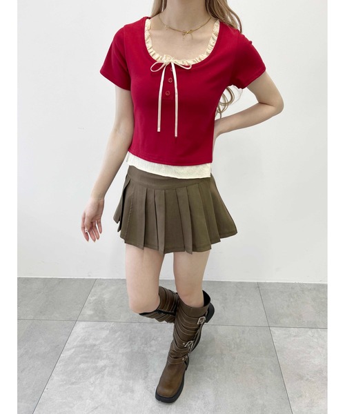 PHILLY（フィリー）の「【PHILLY】フェイクレイヤードフロントリボンT（Tシャツ/カットソー・レディース・グレー/レッド/ブラック・FREE）」の17枚目の写真