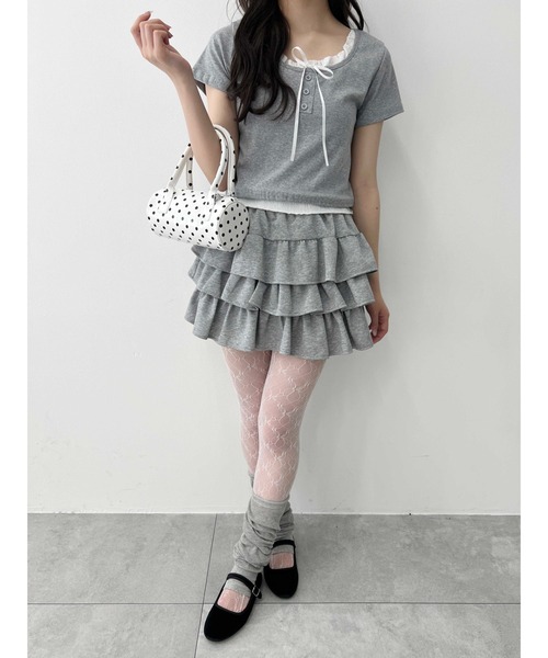 PHILLY（フィリー）の「【PHILLY】フェイクレイヤードフロントリボンT（Tシャツ/カットソー・レディース・グレー/レッド/ブラック・FREE）」の14枚目の写真