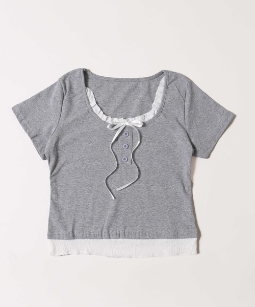 PHILLY（フィリー）の「【PHILLY】フェイクレイヤードフロントリボンT（Tシャツ/カットソー・レディース・グレー/レッド/ブラック・FREE）」の19枚目の写真