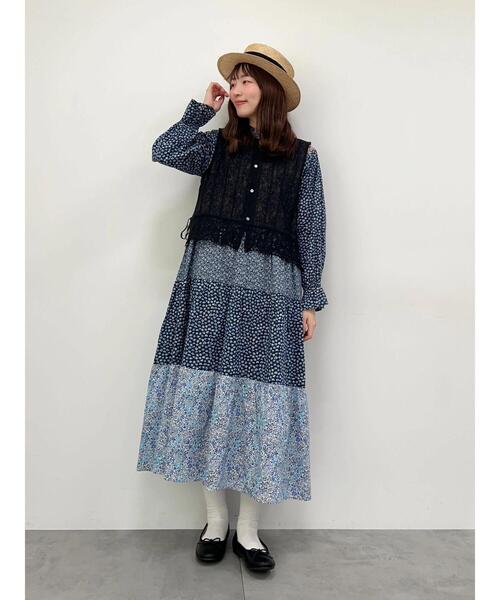 TSUHARU by Samansa Mos2(ツハルバイサマンサモスモス)の「【LIBERTY FABRICS】パッチワーク切替ワンピース(ワンピース・レディース・ブルー/イエロー・F)」の3枚目の写真