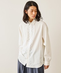 JUNRED | ウェーブ刺繍レギュラーカラーシャツ(シャツ/ブラウス)