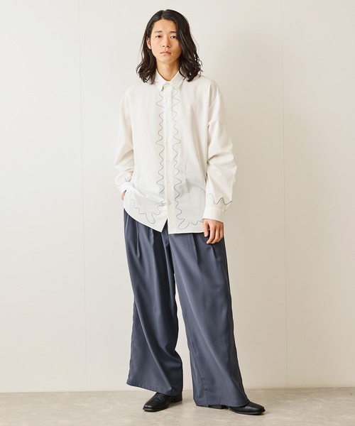 JUNRED（ジュンレッド）の「ウェーブ刺繍レギュラーカラーシャツ（シャツ/ブラウス・メンズ・ブラック/ホワイト・L/M/S）」の15枚目の写真