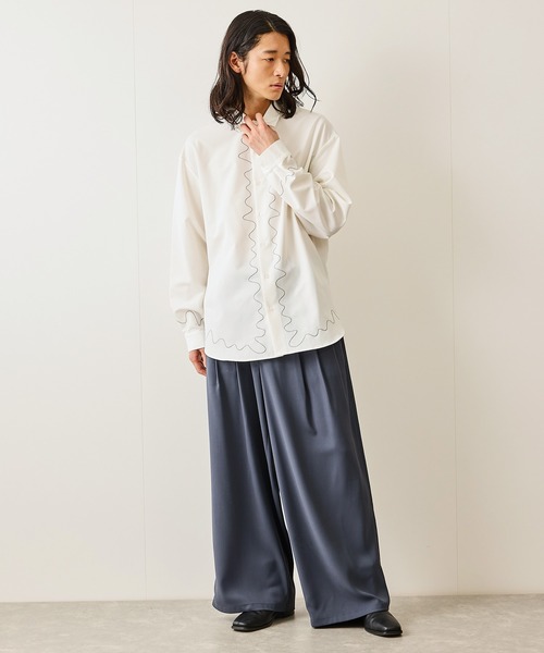 JUNRED（ジュンレッド）の「ウェーブ刺繍レギュラーカラーシャツ（シャツ/ブラウス・メンズ・ブラック/ホワイト・L/M/S）」の16枚目の写真