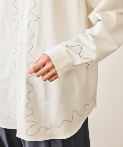 JUNRED（ジュンレッド）の「ウェーブ刺繍レギュラーカラーシャツ（シャツ/ブラウス・メンズ・ブラック/ホワイト・L/M/S）」の21枚目の写真