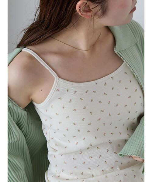 ehka sopo(エヘカソポ)の「小花柄カップ付きキャミソール(キャミソール・レディース・ブラック/サックスブルー/キナリ/グレー・F)」の8枚目の写真