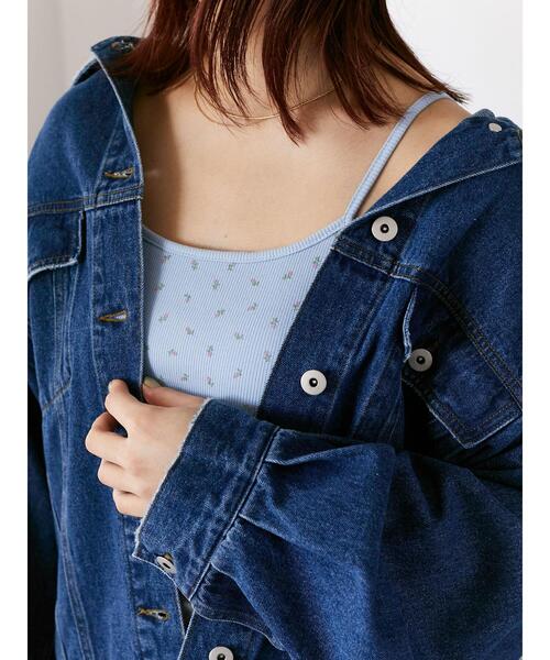 ehka sopo(エヘカソポ)の「小花柄カップ付きキャミソール(キャミソール・レディース・ブラック/サックスブルー/キナリ/グレー・F)」の11枚目の写真