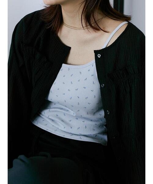 ehka sopo(エヘカソポ)の「小花柄カップ付きキャミソール(キャミソール・レディース・ブラック/サックスブルー/キナリ/グレー・F)」の13枚目の写真