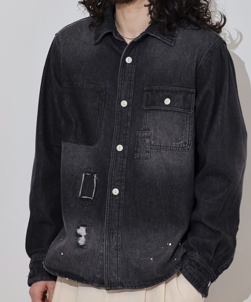 FUNALIVE（ファンアライブ）の「ALCARZA 10oz リメイクデニムシャツ（シャツ/ブラウス・メンズ・ブルー/ブラック・L/M/XL）」の12枚目の写真