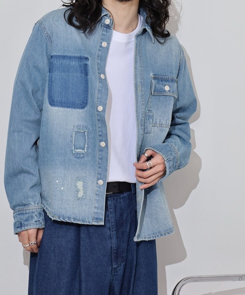 FUNALIVE（ファンアライブ）の「ALCARZA 10oz リメイクデニムシャツ（シャツ/ブラウス・メンズ・ブルー/ブラック・L/M/XL）」の22枚目の写真