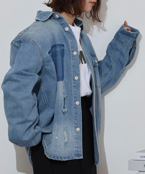 FUNALIVE（ファンアライブ）の「ALCARZA 10oz リメイクデニムシャツ（シャツ/ブラウス・メンズ・ブルー/ブラック・L/M/XL）」の20枚目の写真
