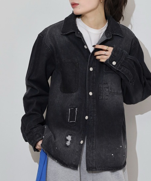 FUNALIVE（ファンアライブ）の「ALCARZA 10oz リメイクデニムシャツ（シャツ/ブラウス・メンズ・ブルー/ブラック・L/M/XL）」の3枚目の写真