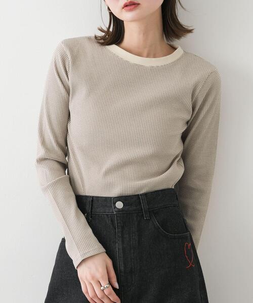 SENSE OF PLACE by URBAN RESEARCH(センスオブプレイスバイアーバンリサーチ)の「『WEB限定』クルーネックリンガーボーダーTシャツ(Tシャツ/カットソー・レディース・ホワイト系その他/レッド系その他/パープル系その他/ブラック系その他・ONE)」の2枚目の写真