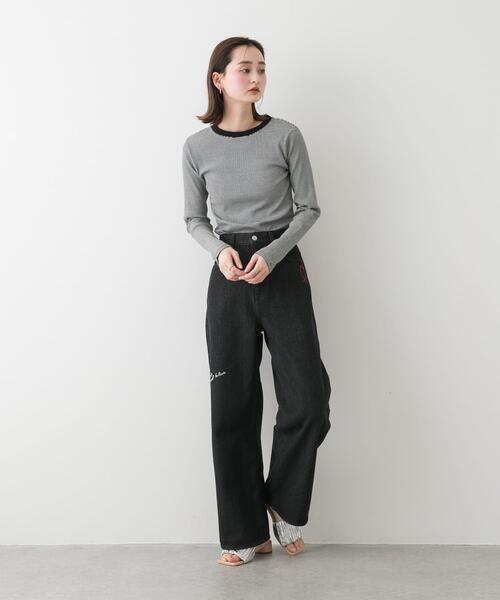 SENSE OF PLACE by URBAN RESEARCH(センスオブプレイスバイアーバンリサーチ)の「『WEB限定』クルーネックリンガーボーダーTシャツ(Tシャツ/カットソー・レディース・ホワイト系その他/レッド系その他/パープル系その他/ブラック系その他・ONE)」の8枚目の写真