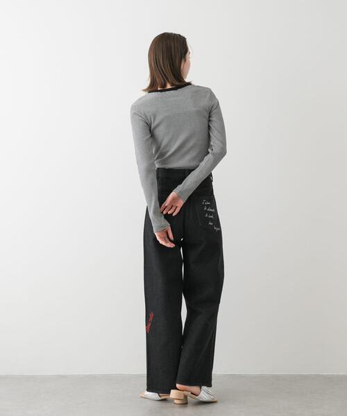 ボーダーTシャツ スビンプラチナム ボーダーニットTシャツ ホワイト×ブラック