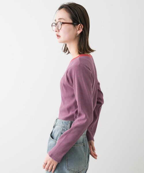 SENSE OF PLACE by URBAN RESEARCH(センスオブプレイスバイアーバンリサーチ)の「『WEB限定』クルーネックリンガーボーダーTシャツ(Tシャツ/カットソー・レディース・ホワイト系その他/レッド系その他/パープル系その他/ブラック系その他・ONE)」の14枚目の写真