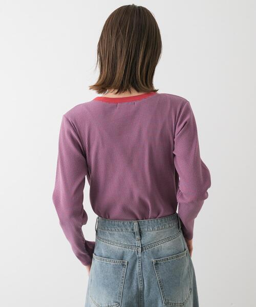 SENSE OF PLACE by URBAN RESEARCH(センスオブプレイスバイアーバンリサーチ)の「『WEB限定』クルーネックリンガーボーダーTシャツ(Tシャツ/カットソー・レディース・ホワイト系その他/レッド系その他/パープル系その他/ブラック系その他・ONE)」の15枚目の写真