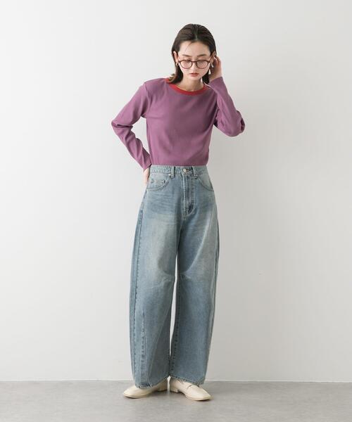 SENSE OF PLACE by URBAN RESEARCH(センスオブプレイスバイアーバンリサーチ)の「『WEB限定』クルーネックリンガーボーダーTシャツ(Tシャツ/カットソー・レディース・ホワイト系その他/レッド系その他/パープル系その他/ブラック系その他・ONE)」の16枚目の写真