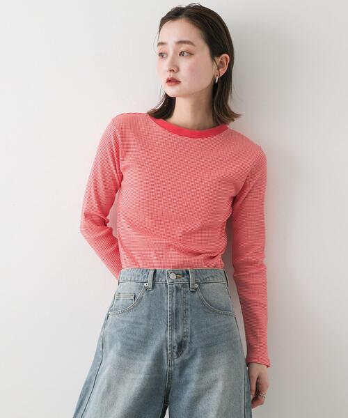 SENSE OF PLACE by URBAN RESEARCH(センスオブプレイスバイアーバンリサーチ)の「『WEB限定』クルーネックリンガーボーダーTシャツ(Tシャツ/カットソー・レディース・ホワイト系その他/レッド系その他/パープル系その他/ブラック系その他・ONE)」の19枚目の写真
