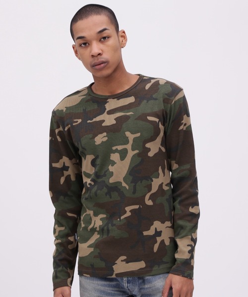 AVIREX 迷彩柄 長袖シャツ XL ¥13,200 WEB限定》DAILY RIB LONG SLEEVE CREW NECK T-SHIRT 'CAMOUFLAGE