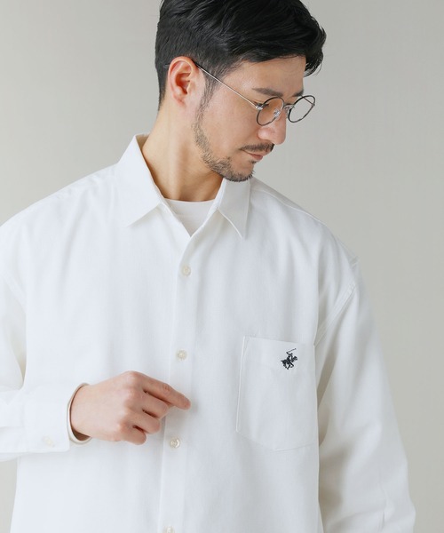 BEVERLY HILLS POLO CLUB(ビバリーヒルズポロクラブ)の「BEVERLY HILLS POLO CLUB/テックシアー速乾長袖シャツ(シャツ/ブラウス・メンズ・スミクロ/ネイビー/ホワイト/サックスブルー・M/L)」の7枚目の写真