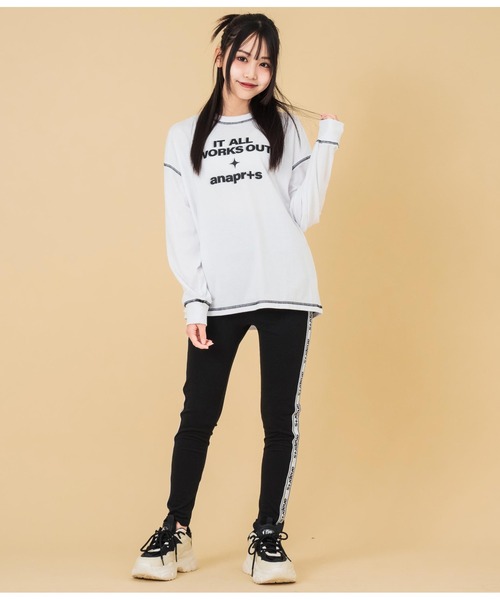 ANAP GｉRL（アナップガール）の「ANAPR+S【リラスポ】サイドロゴレギンス（その他パンツ・キッズ・ブラック・M/S/XS）」の2枚目の写真