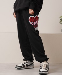 ハート サガラ刺繍 スウェットパンツ【セットアップ 可能】/ Heart Sagara Embroidery Sweatpants