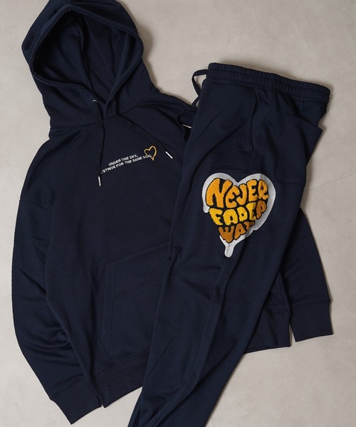 1111clothing(ワンフォークロージング)の「ハート サガラ刺繍 スウェットパンツ【セットアップ 可能】/ Heart Sagara Embroidery Sweatpants(スウェットパンツ・レディース・ブラック/チャコールグレー/ネイビー/アッシュ・M/L)」の16枚目の写真