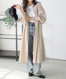 ウエストタック ストライプシャツワンピース