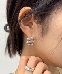 カラーストーンフラワーピアス