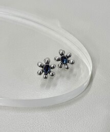 カラーストーンフラワーピアス