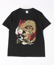 JIN plus（ジンプラス）の「三色龍  JIN+　半袖ホワイトTシャツ（Tシャツ/カットソー）」